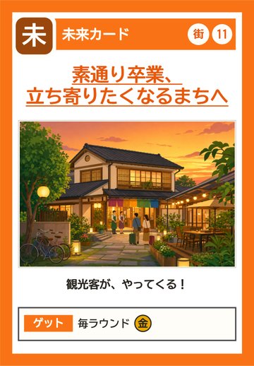 未来カード：素通り卒業、立ち寄りたくなるまちへ